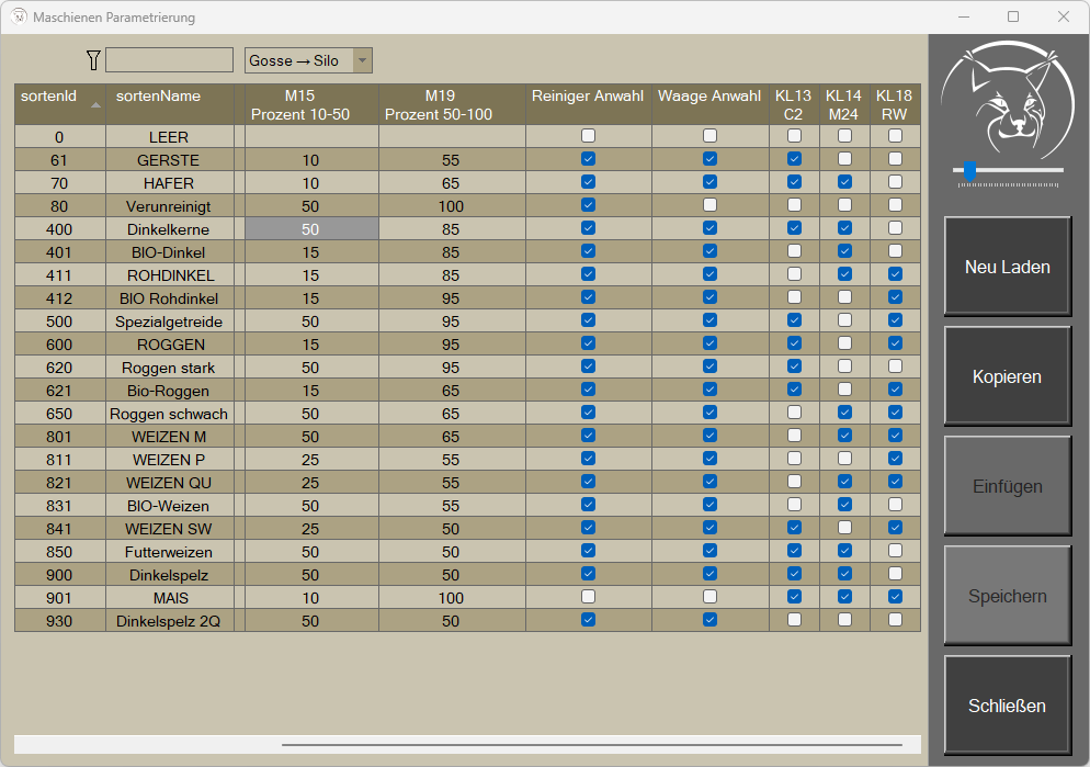 Screenshot - Maschienenparameter